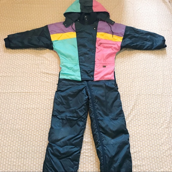 80s Colourblock Kids Snowsuit Vintage - Picture 4 of 4